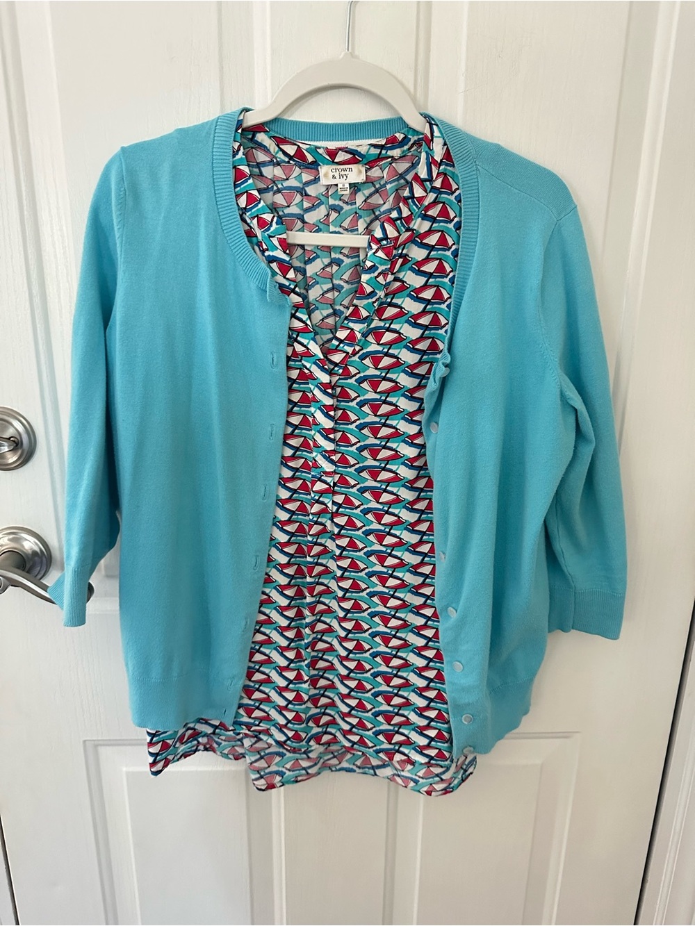 Talbots and Crown & Ivy Cardigan Sleeveless Top Set Size Small